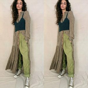 Free People Striped Maxi Dress with Green and Blue Accents